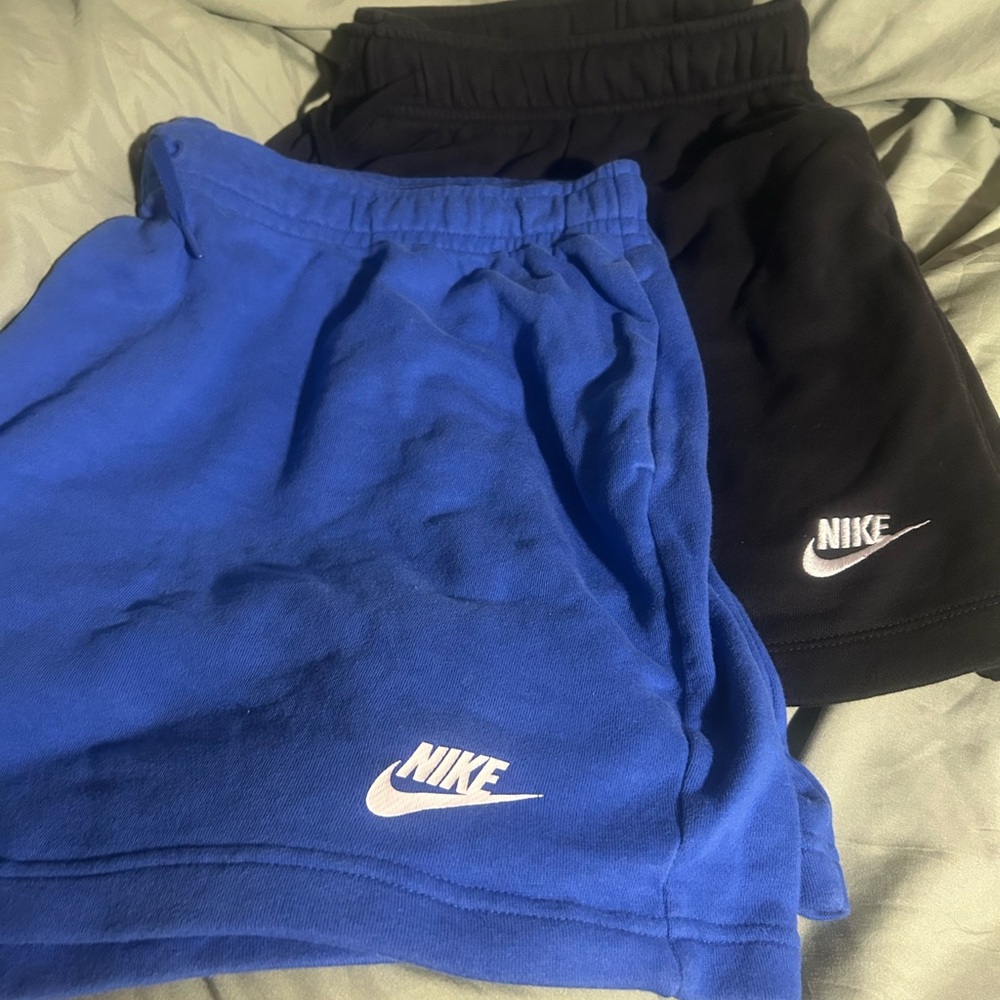 Nike Blue and Black Athletic Shorts with Elastic Waistband